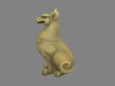 Stone dog sculpture Low-poly 3D model
