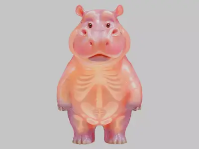 Cartoon Hippo 3D Model Low-poly 3D model