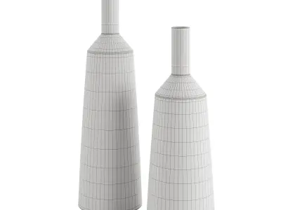 Matte Black Gold Lined Vases 3D model