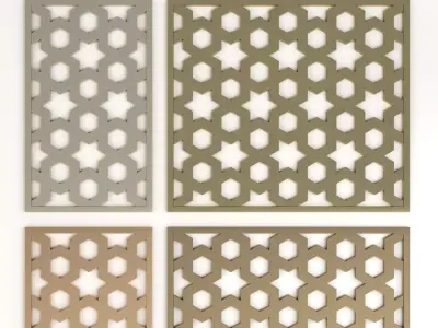 Arabic Islamic pattern decorative gold plaster 3D model