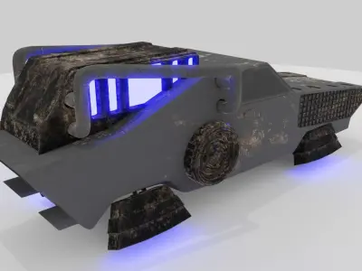 Hovercar armored vehicle with lights Low-poly 3D model
