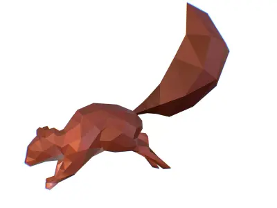 Animated Squirrel Lowpoly Art Style Low-poly 3D model