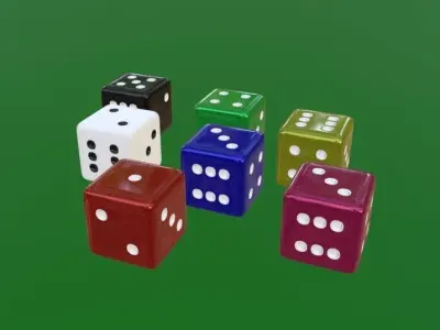 6 Edged Dices Low-poly 3D model