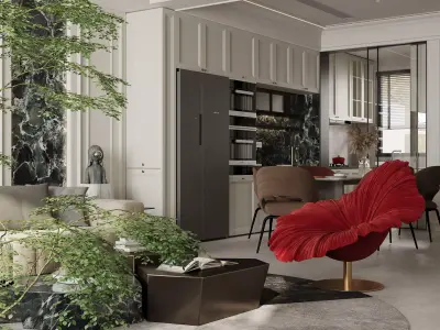 Luxury living room dining room interior scenes 26 3D model