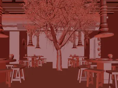 chinese restaurant interior scenes 3D model