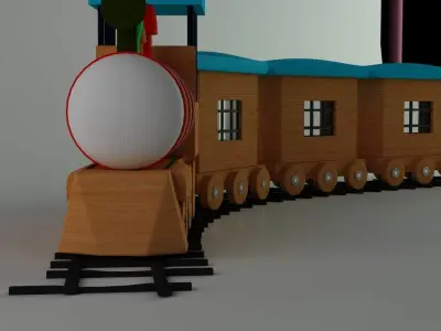 Train wooden 3D model