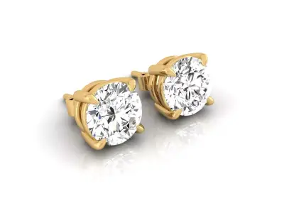 Puset Earrings with Round Diamonds  3D print model