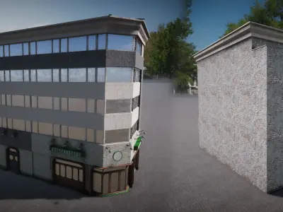 Pack of buildings for the game Low-poly 3D model