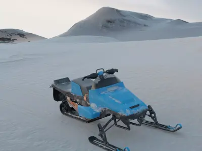 Realistic Snowmobile Clean and Snowy Textures 3D model
