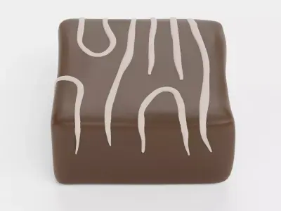 Chocolate Candy V1 - Milk Chocolate Cube with White Drizzle 3D model