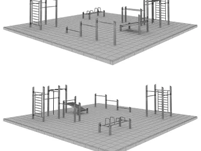 Sports training ground in eco style 01 3D model