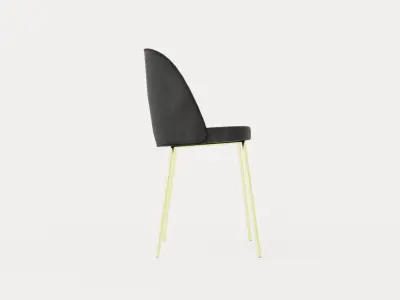 Felipe Dining Chair Velvet Gray Brass Low-poly 3D model
