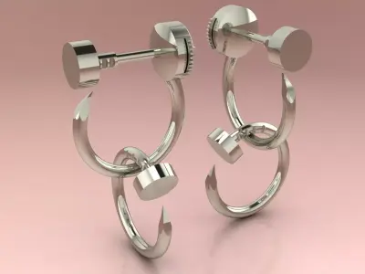 Juste un Clou earrings  double earring 3d proint model 3D print model