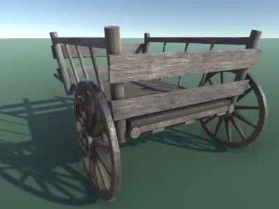 Medieval Wooden Cart Low-poly 3D model