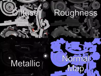 Futuristic Engine Model Pack for SciFi Projects Low-poly 3D model