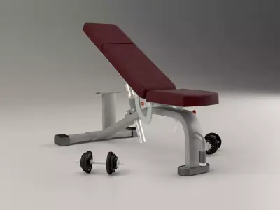 Gym pushing bench Low-poly 3D model