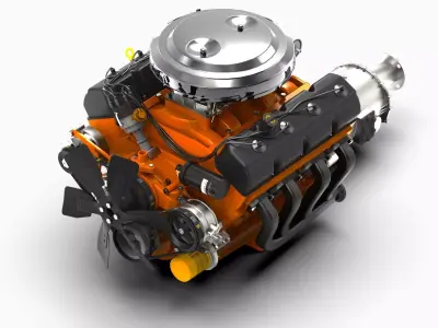 Dodge 426 Hemi V8 Engine Low-poly 3D model