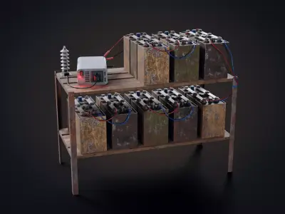 Handmade battery bank Low-poly 3D model
