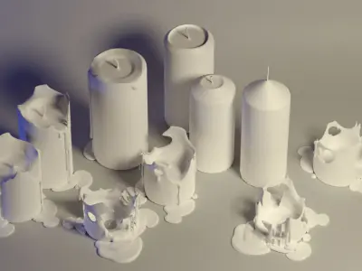 Molten Candle Complete Life Cycle - Burn Stages - Cylindrical A Low-poly 3D model