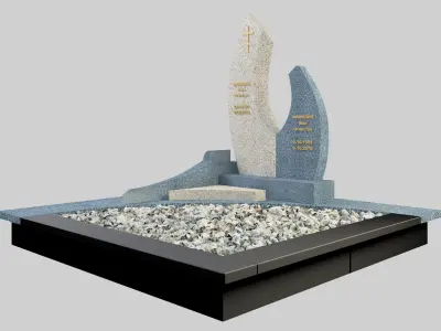 Headstone memorial with stones and gravel Free 3D model