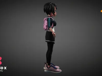 Cartoon Teen Boy and Girl Combo Low-poly 3D model