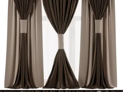 Curtains with Roman blinds Low-poly 3D model