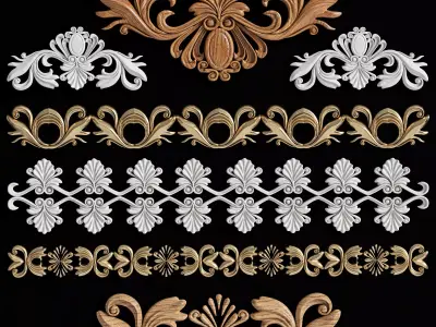 Plastering set of ornate ornaments 3D model