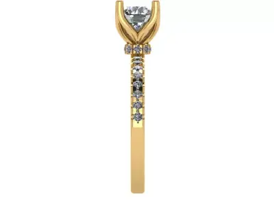 solitaire tulip head ring with small round diamond under halo  3D print model
