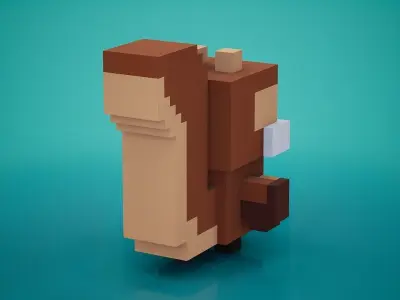 Voxel - Squirrel Low-poly 3D model