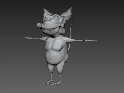 rat caricature cartoon  Free 3D model