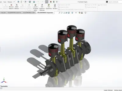 4 Cylindrical Engine 3D print model