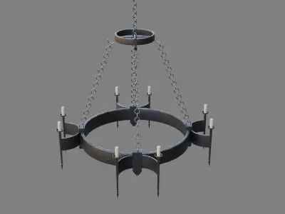 Gothic chandelier Low-poly 3D model