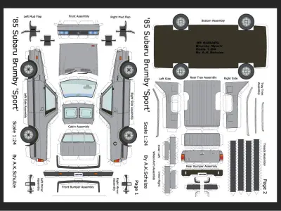 Subaru Brumby Sport 1985 Low-poly 3D model