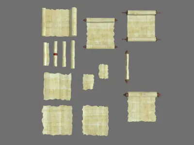 Old Papyrus Parchments Low-poly 3D model