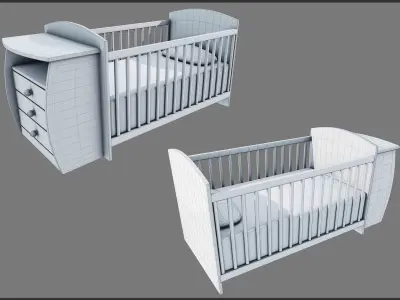 Cribs Furniture Low-poly 3D model