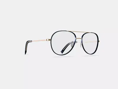 York Eyeglasses in Brushed Ink with Polished Gold 3D model