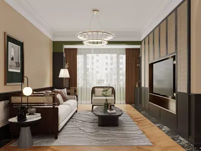 Luxury living room dining room interior scenes  39 3D model