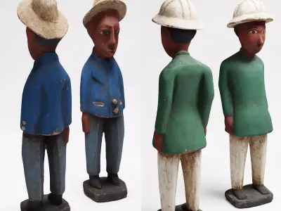 Two African wood sculptures 3d scan 3D Model Collection