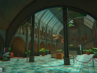 FPS Museum - VR tournament map Low-poly 3D model