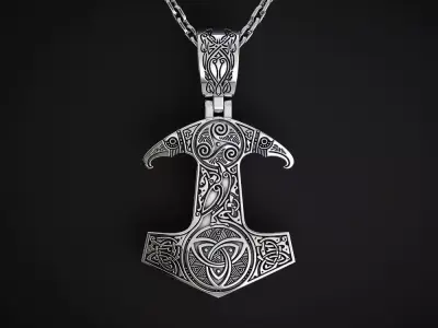 MJOLNIR THOR HAMMER Pendant STL 3D print 3D print model