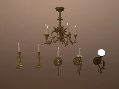 3D model Antique Lighting -PBR Game Ready Low-poly 3D model