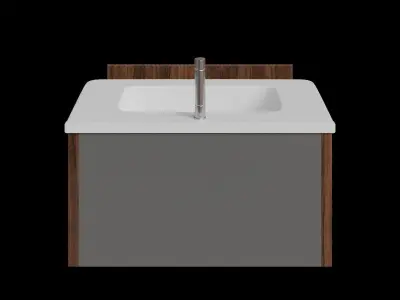 Walnut Bathroom Sink Low-poly 3D model