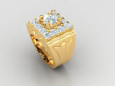 Ring  Mens luxury ring with enamel and gems 3D print model 3D print model