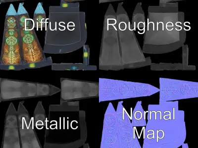 Mystical Obelisk with Illuminated Symbols model pack Low-poly 3D model