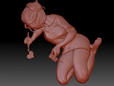 Girl and Heart 3D print model