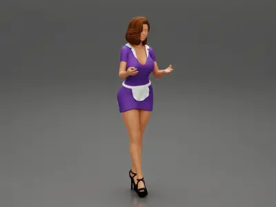 Sexy maid woman in a mini dress 3D print model