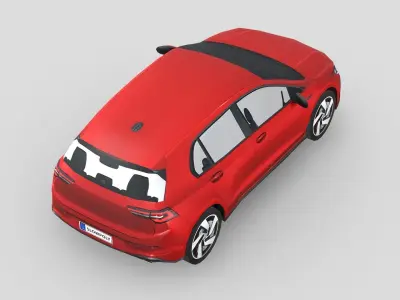 Volkswagen Golf GTI 2020 Low-poly 3D model