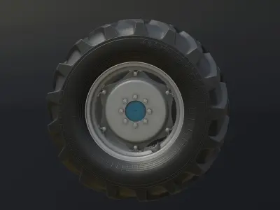 Set of wheels for MTZ 1221 tractor Assembly Free low-poly 3D model
