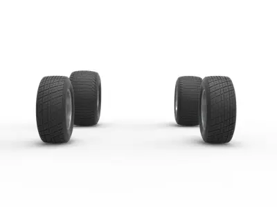 Wheel Set of Midget car Scale 1 to 25 3D print model