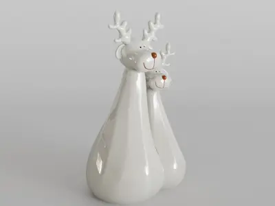 Charming Minimalist Reindeer Couple Sculpture 3D print model
